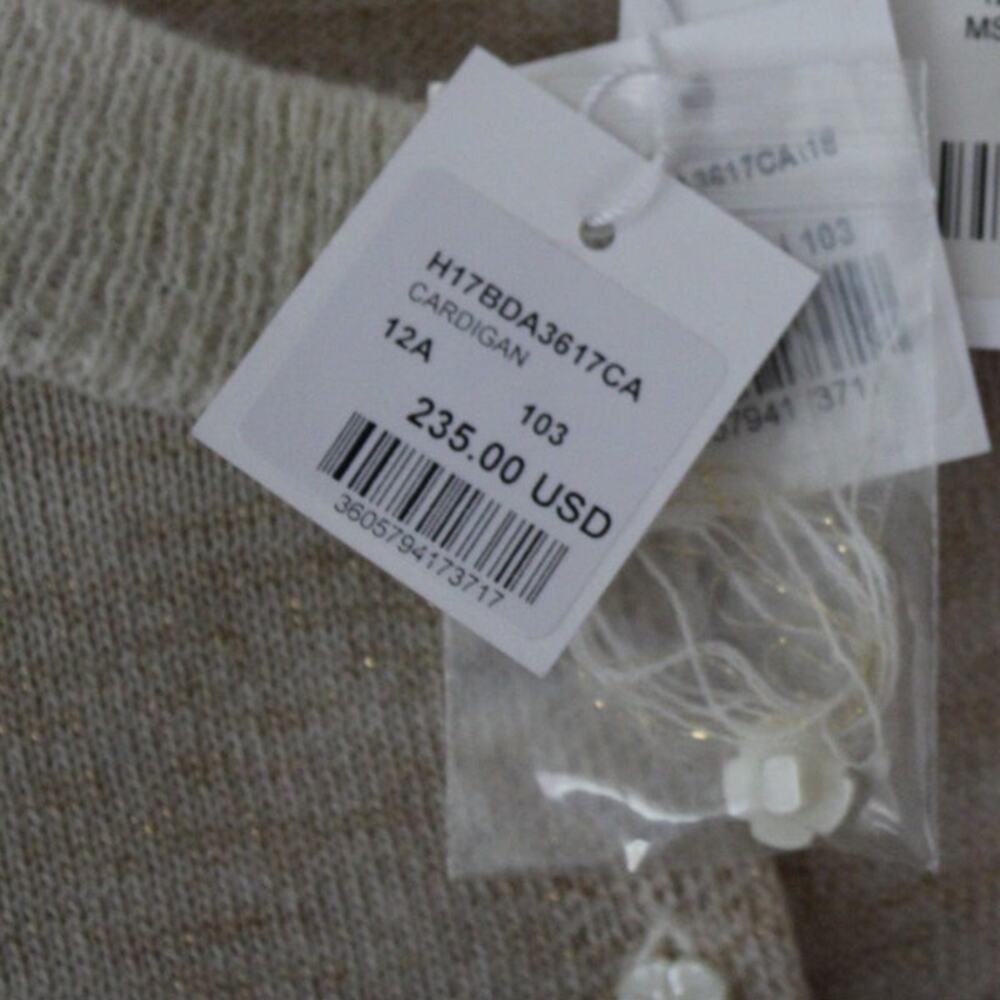 NWT Bonpoint Button Front Wool Mohair Long Sleeve Cardigan Sweater Neutral 12 - Picture 6 of 8